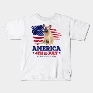 French Bulldog Flag USA - America 4th Of July Independence Day Kids T-Shirt
